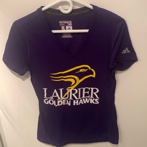Super Sharp Wilfred Laurier Golden Hawks Adidas Ultimate Climalite Athletic VN T